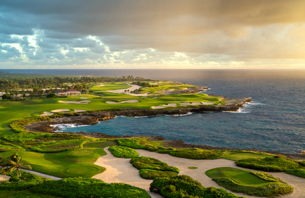 Sonnenaufgang Golfplatz Meer