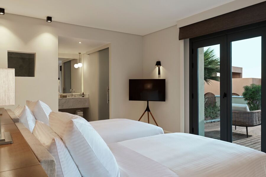 Doppelzimmer mit Blick auf den Garten